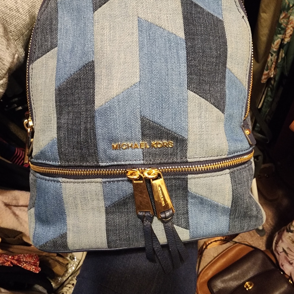 Michael Kors Blue and Gray Men's Backpack